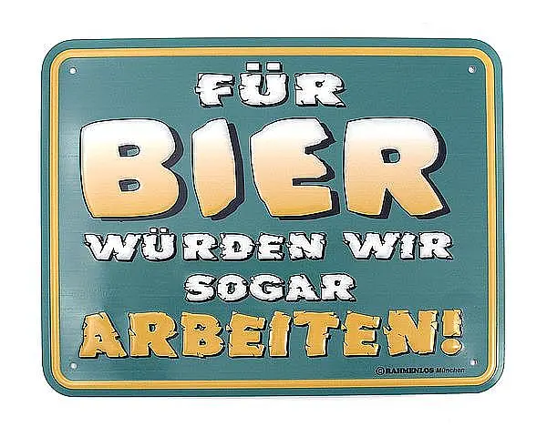 Funschild - Für Bier - Größe: 17x22 cm