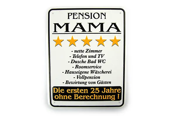 Lustiges Blechschild - Pension Mama