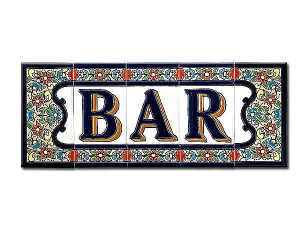 Bar - Schriftzug aus spanischen Fliesen