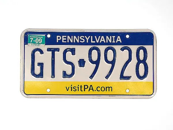 Nummernschild aus Pennsylvania USA