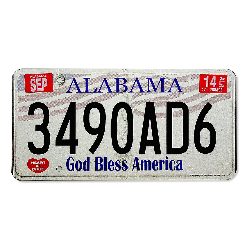 US Nummernschild Alabama - original - God Bless America