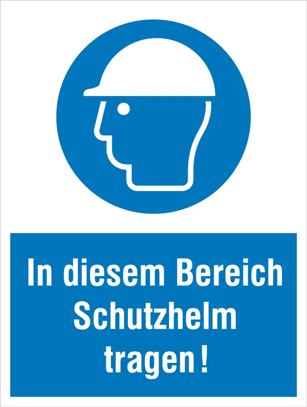 Gebots-Kombischild »In diesem Bereich Schutzhelm tragen!« 