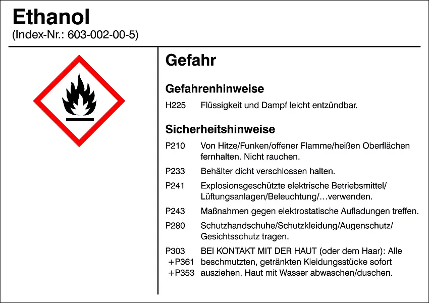Gefahrstoffetikett »G009: Ethanol« 