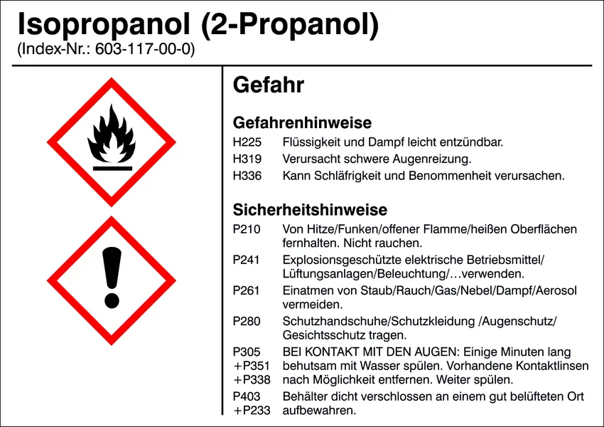 Gefahrstoffetikett »G011: Isopropanol (2-Propanol)« 