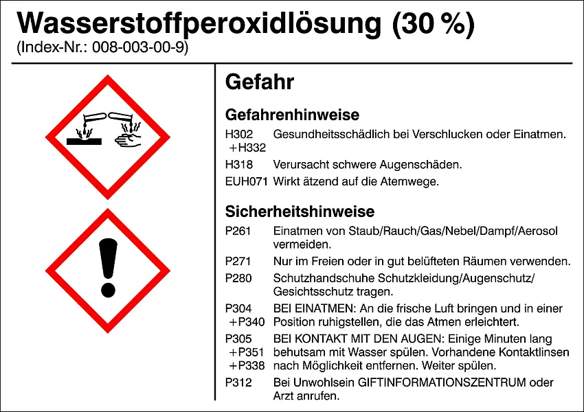 Gefahrstoffetikett »G021: Wasserstoffperoxidlösung (30%)« 
