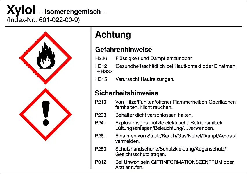 Gefahrstoffetikett »G022: Xylol, Isomerengemisch« 