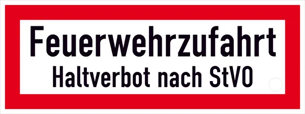 Hinweisschild für die Feuerwehr »Feuerwehrzufahrt Haltverbot nach StVO« 