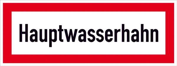 Hinweisschild für die Feuerwehr »Hauptwasserhahn« 