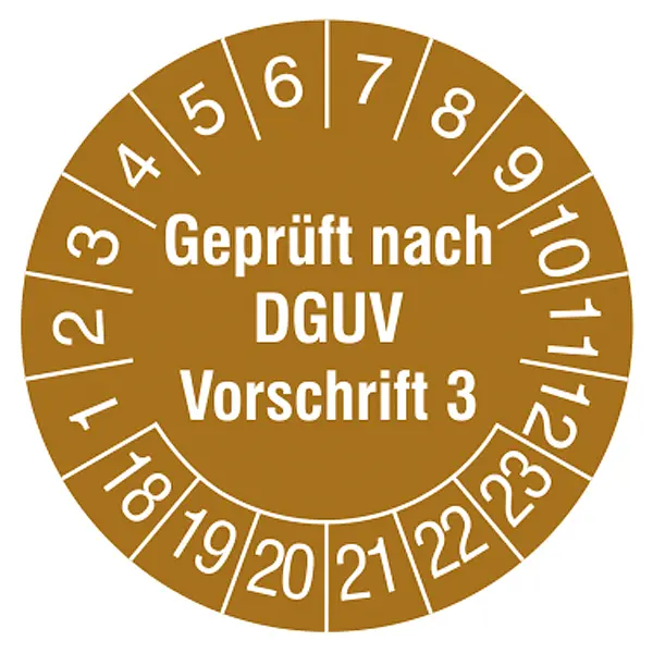 Prüfplakette - mit Jahresfarbe »Geprüft nach DGUV Vorschrift 3 « 