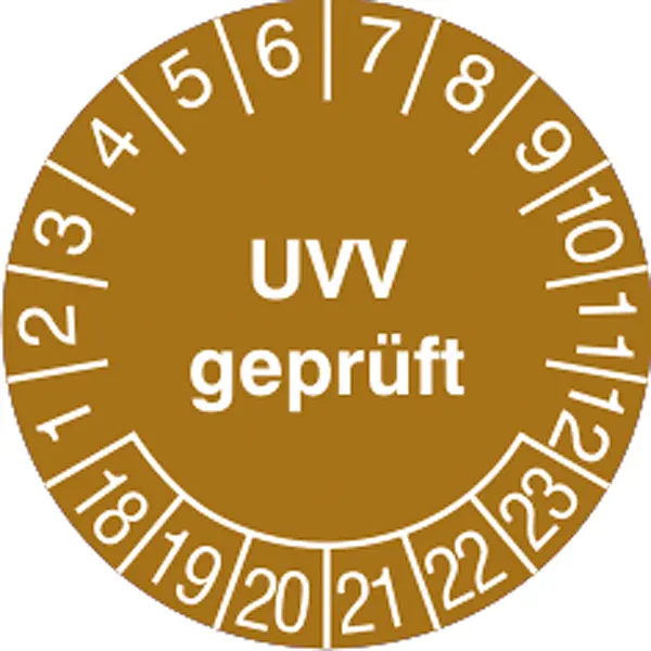 Prüfplakette - mit Jahresfarbe »UVV geprüft« 