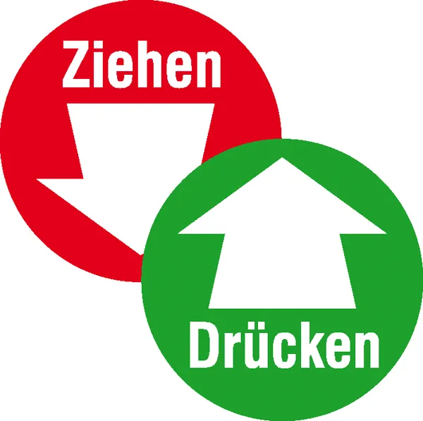 Türschild »Drücken/Ziehen mit Pfeil«