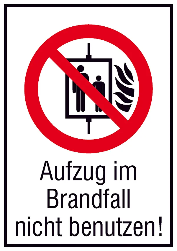 Verbots-Kombischild »Aufzug im Brandfall nicht benutzen« 