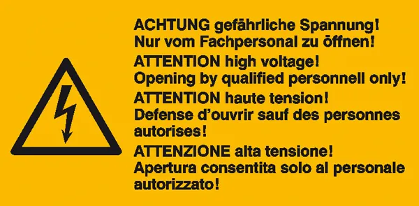 Warn-Kombischild »Achtung gefährliche Spannung! Nur von Fachpersonal zu öffnen« 