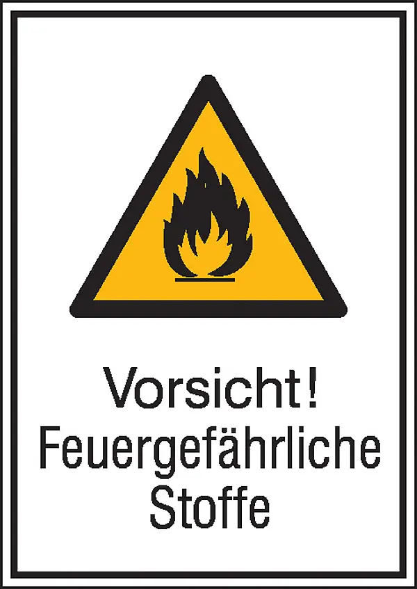 Warn-Kombischild »Vorsicht! Feuergefährliche Stoffe« 