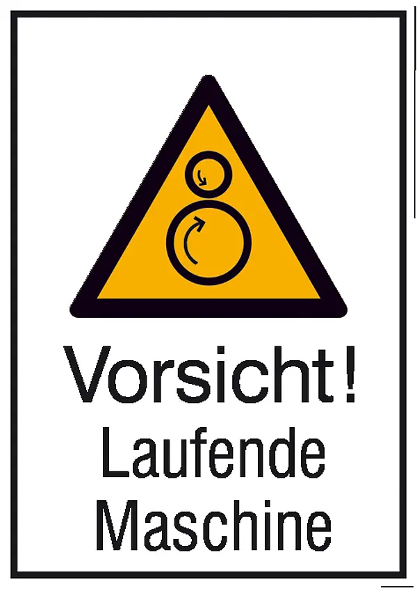 Warn-Kombischild »Vorsicht! Laufende Maschine« 
