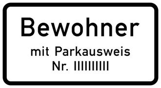 Verkehrszeichen StVO - Bewohner mit Parkausweis