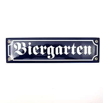 Emaille Straßenschild, Biergarten