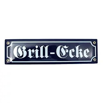 Emailleschild, Grill-Ecke