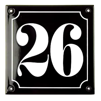 Emaille Hausnummer schwarz mit weißer Schrift