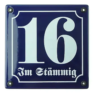 Emaille Straßenschild mit Hausnummer 14,8 x 59,4 cm - Schilder online kaufen