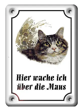 Türschild Emaille mit Katzenmotiv