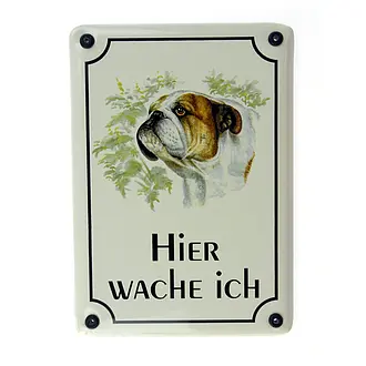 Emailleschild mit Hund