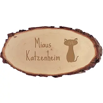 Baumscheibe mit Motiv Katze