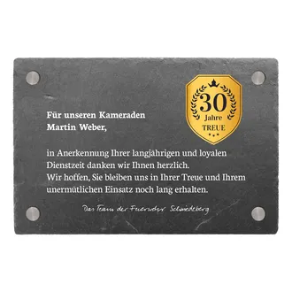 Schiefertafel zur Dienstauszeichnung