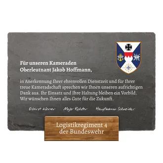 Schiefertafel zur Dienstauszeichnung
