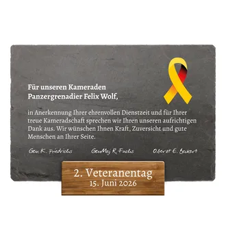 Schiefertafel zur Dienstauszeichnung
