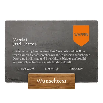 Schiefertafel zur Dienstauszeichnung