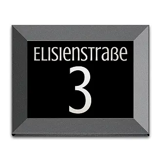 Beleuchtete LED Hausnummer mit Nummer und Name - Querformat