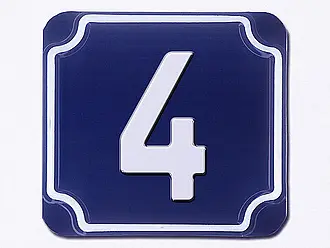 Blaue geprägte Hausnummer - Ziffer 4