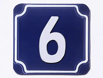 Blaue geprägte Hausnummer - Ziffer 6