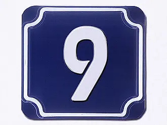 Blaue geprägte Hausnummer - Ziffer 9