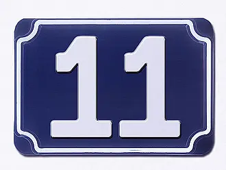 Blaue geprägte Hausnummer - Ziffer 11