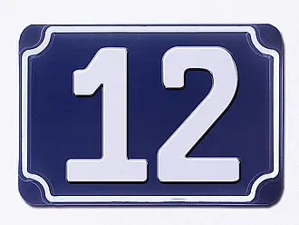 Blaue geprägte Hausnummer - Ziffer 12
