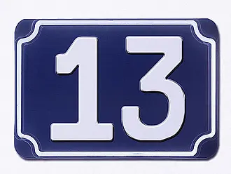 Blaue geprägte Hausnummer - Ziffer 13