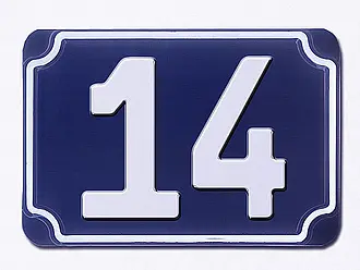 Blaue geprägte Hausnummer - Ziffer 14