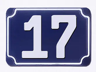 Blaue geprägte Hausnummer - Ziffer 17