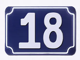 Blaue geprägte Hausnummer - Ziffer 18