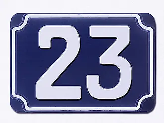 Blaue geprägte Hausnummer - Ziffer 23