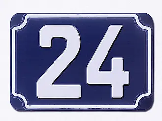 Blaue geprägte Hausnummer - Ziffer 24