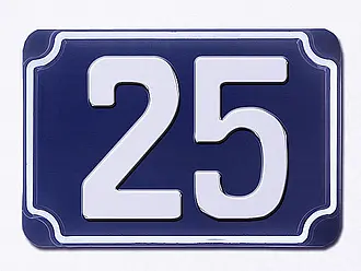 Blaue geprägte Hausnummer - Ziffer 25