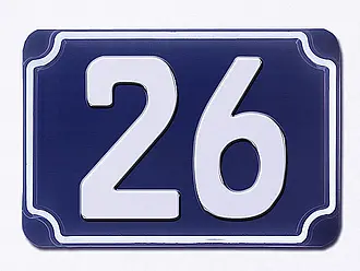 Blaue geprägte Hausnummer - Ziffer 26