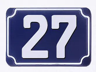 Blaue geprägte Hausnummer - Ziffer 27