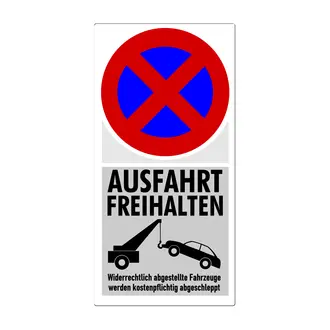 Aluminiumschild - Ausfahrt freihalten