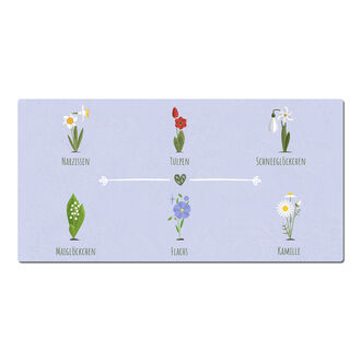 lila Dekoschild mit Blumen