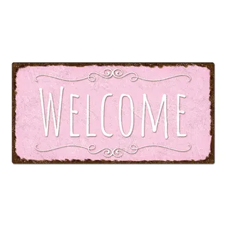 Dekoschild im Vintagestyle mit Wunschtext rosa 30 x 15 cm
