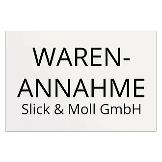 Schild Warenannahme und Firmenname